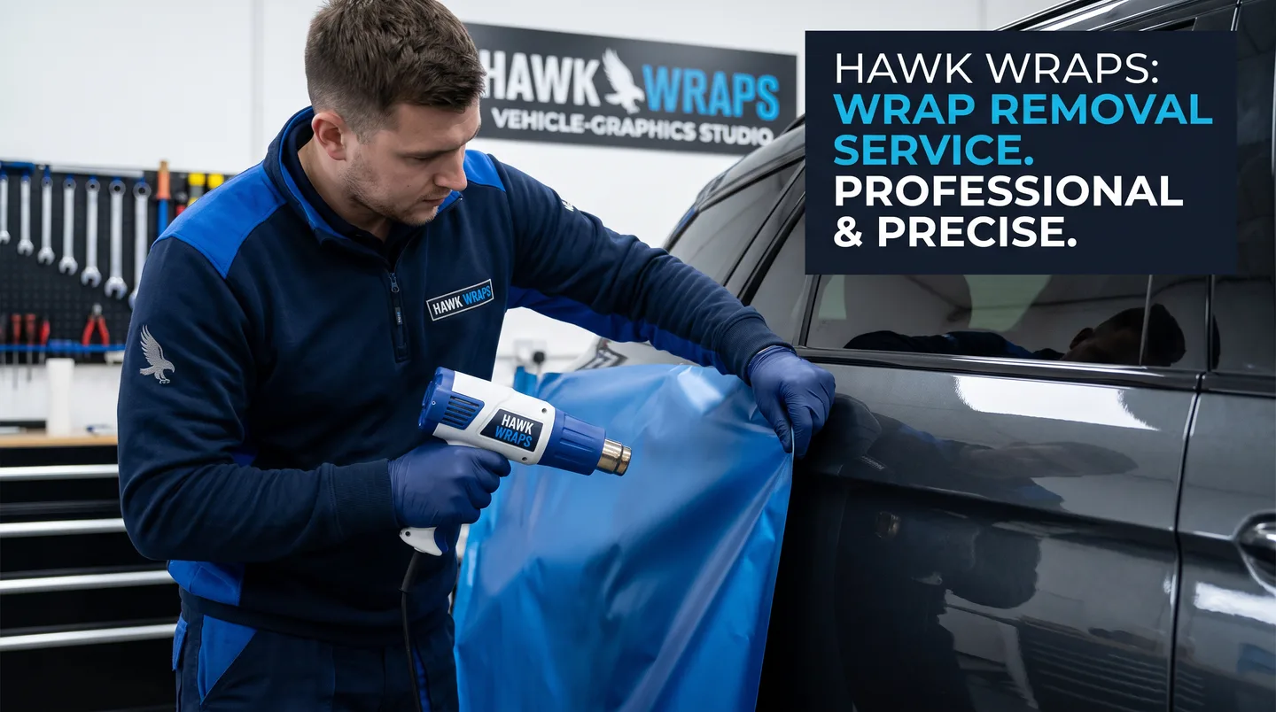 color change wrap removal — technician peeling vinyl