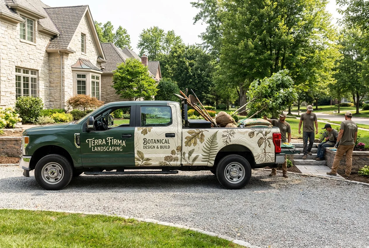 pickup — partial wrap — landscaping