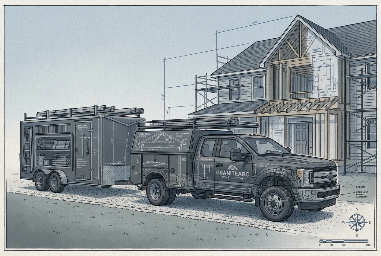 contractor pickup and matching enclosed trailer