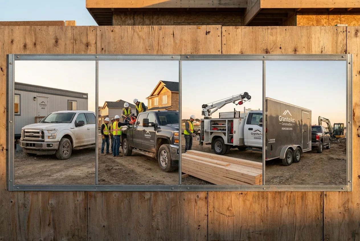 home builder mixed pickup and trailer fleet