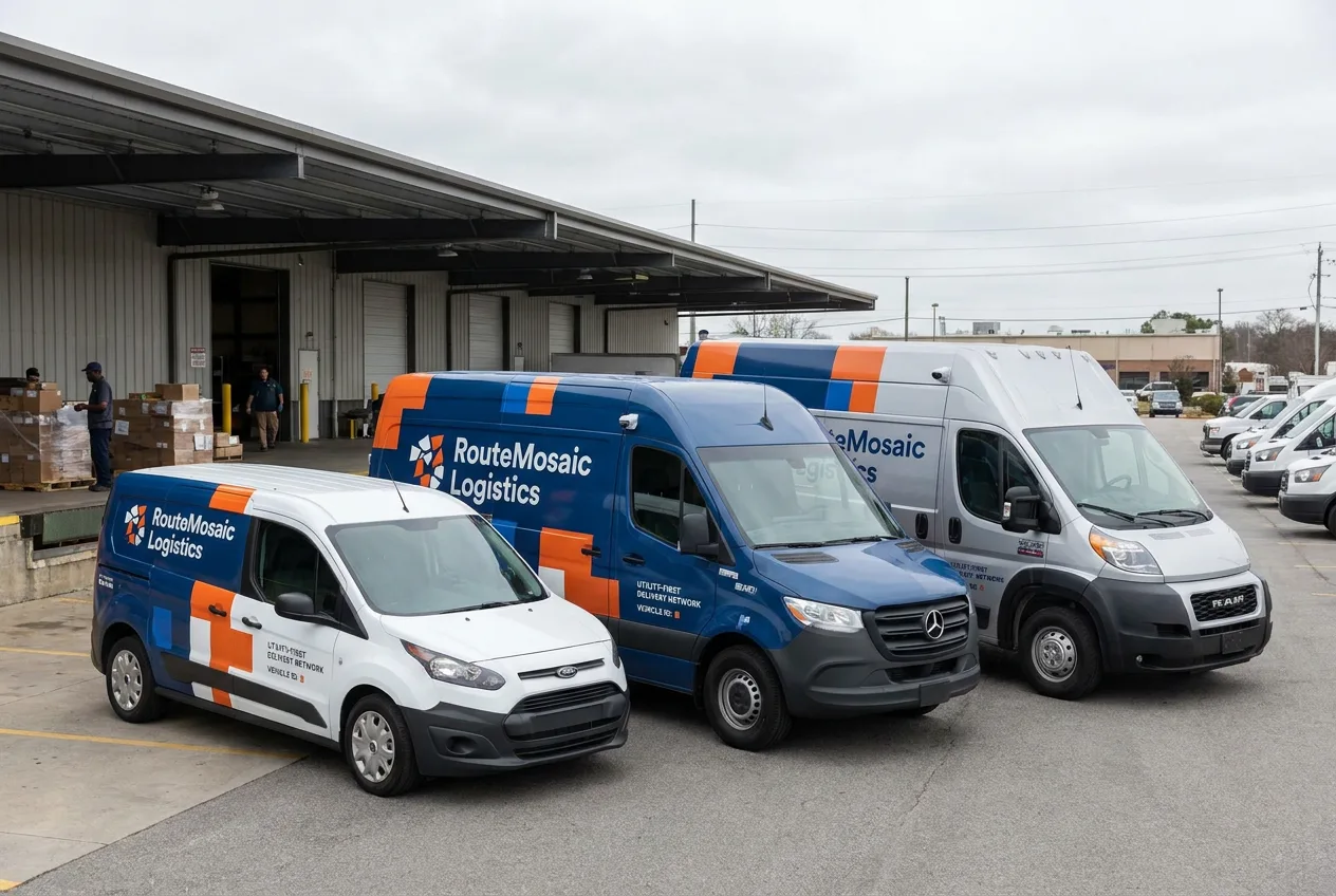 last mile mixed cargo van fleet graphics concept