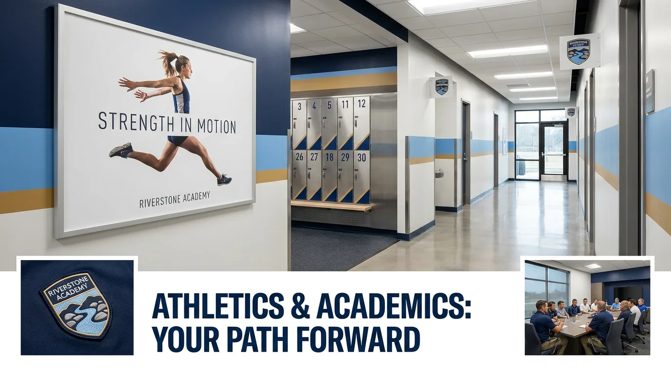 college athletics facility wall and locker area graphics