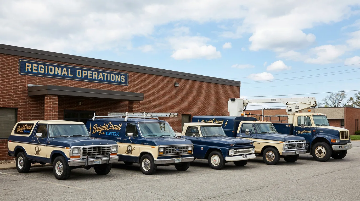 coordinated mixed electrical contractor fleet at operations yard