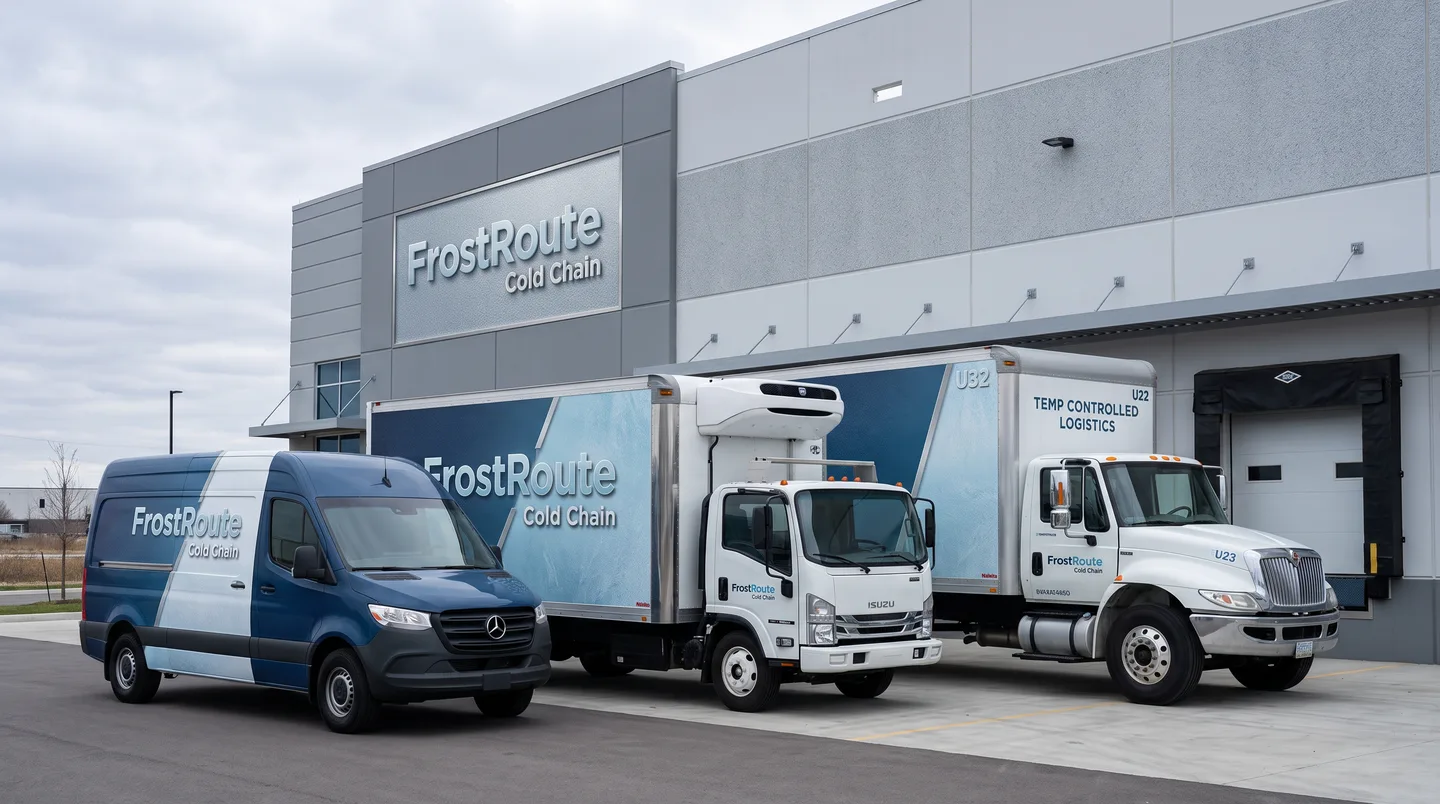 coordinated food distribution truck and van fleet graphics