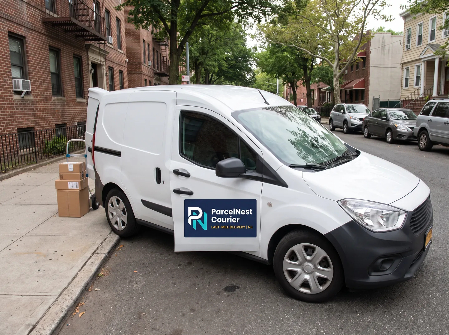 local delivery magnetic sign concept on a compatible steel car door