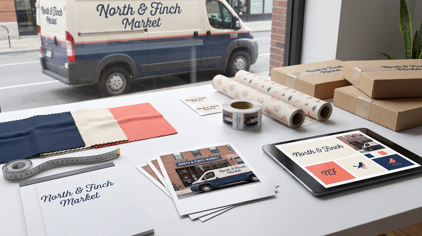 retail delivery and promotional vehicle wrap outside store
