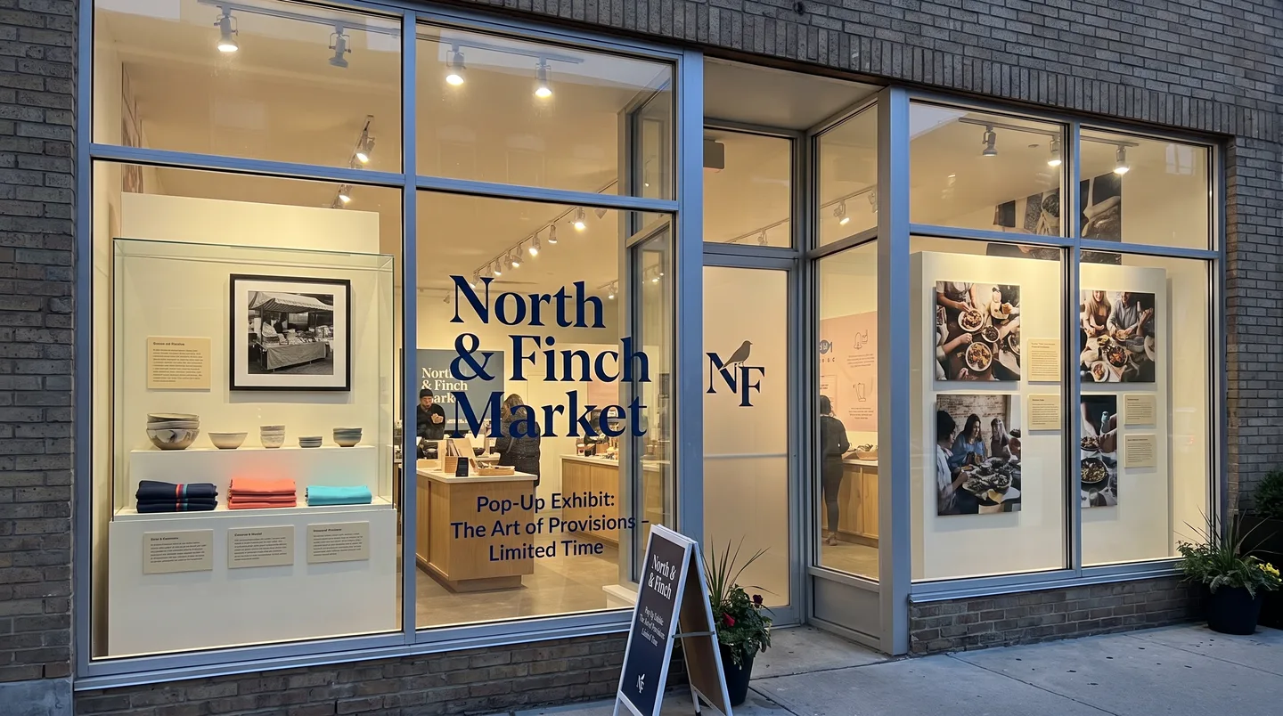 retail pop up shop graphics at temporary event space
