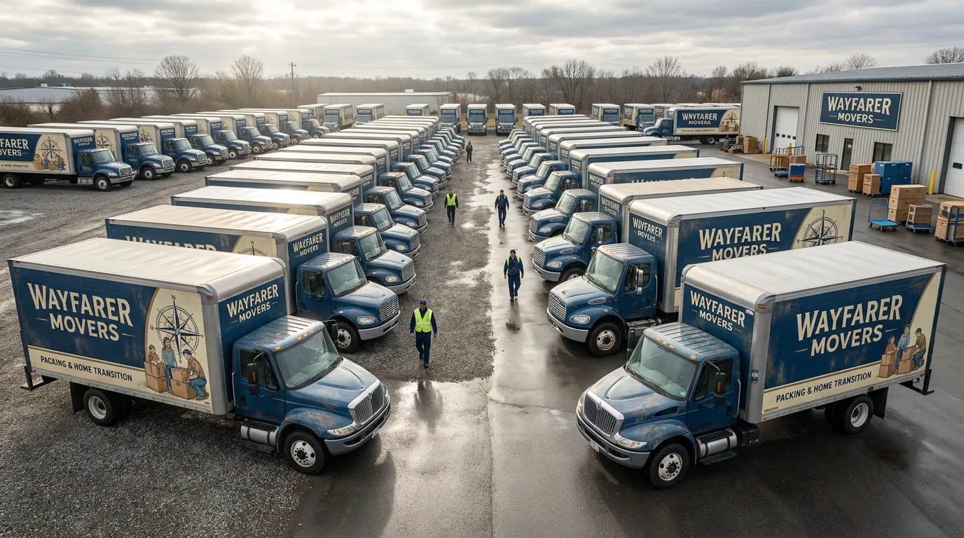 47-box-truck moving company fleet, mixed sizes 16ft to 26ft