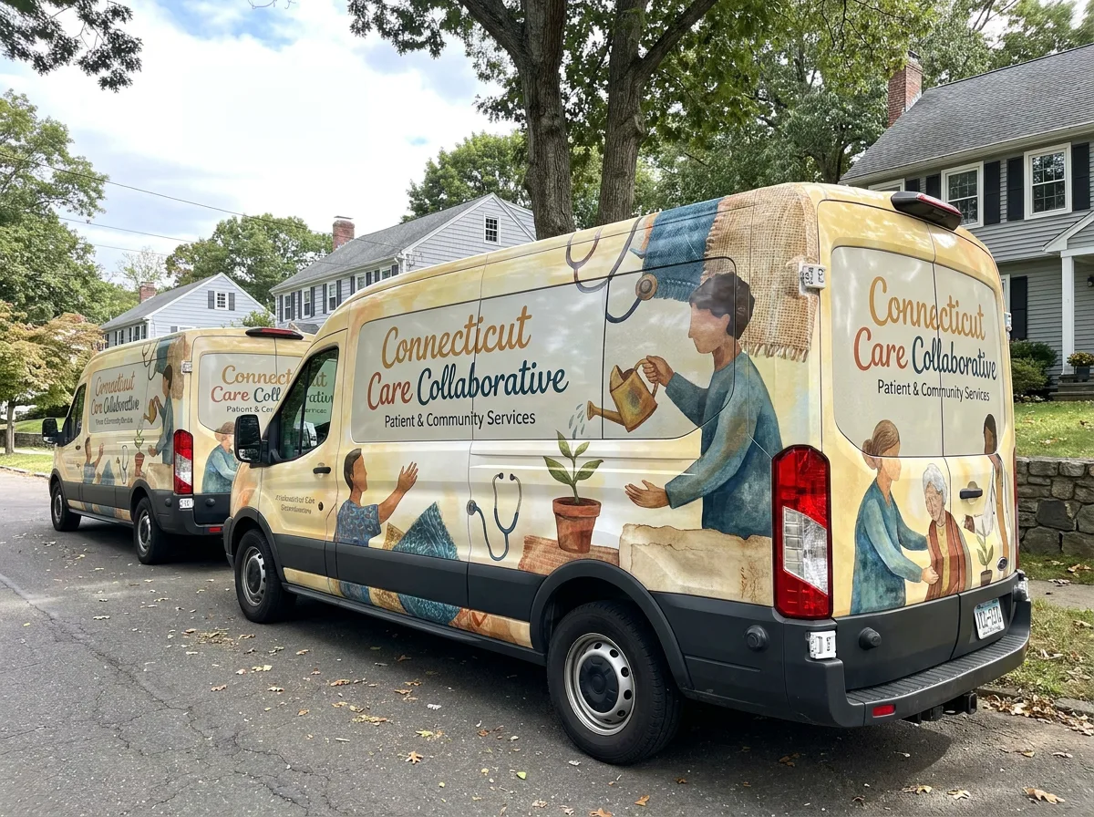 Diverse CT business fleet with distinct industry branding