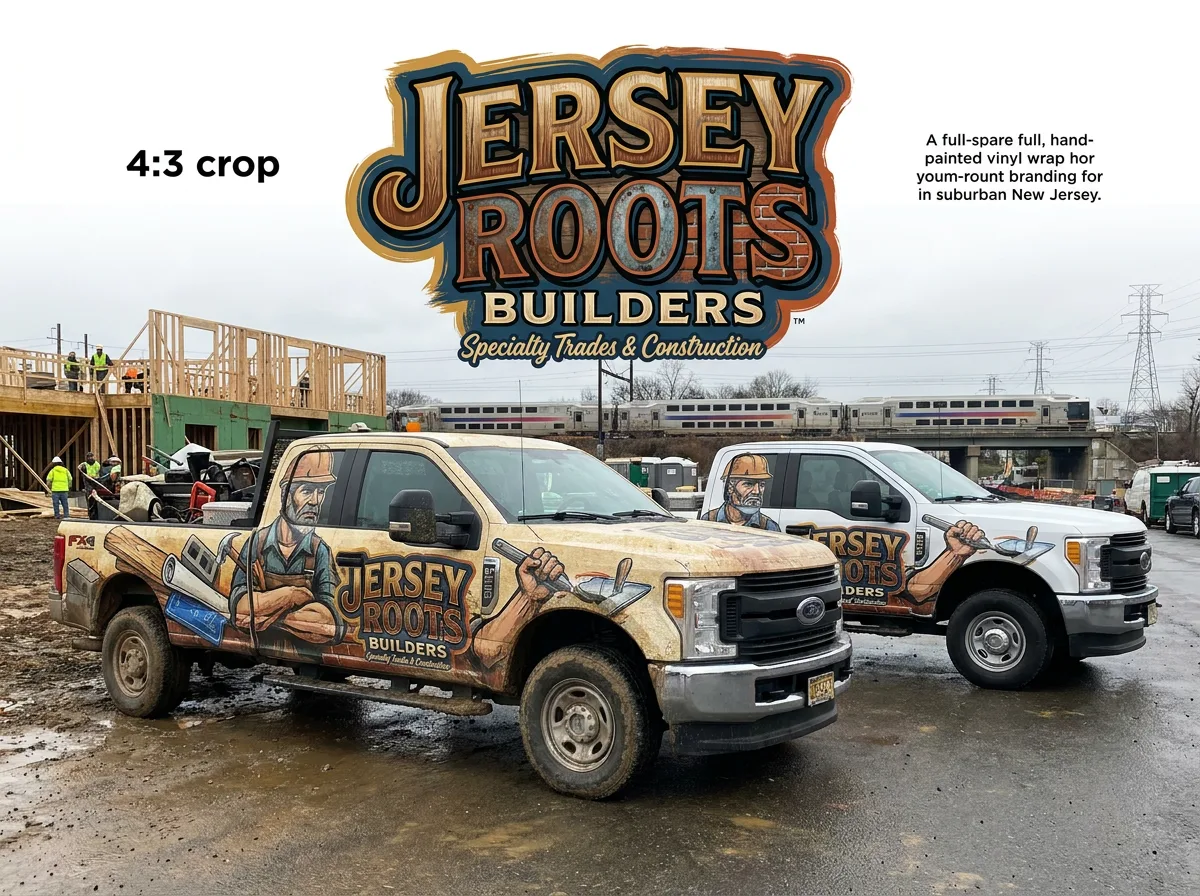 Diverse NJ business fleet with distinct industry branding