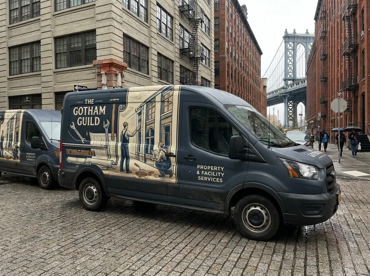 Diverse NY business fleet with distinct industry branding