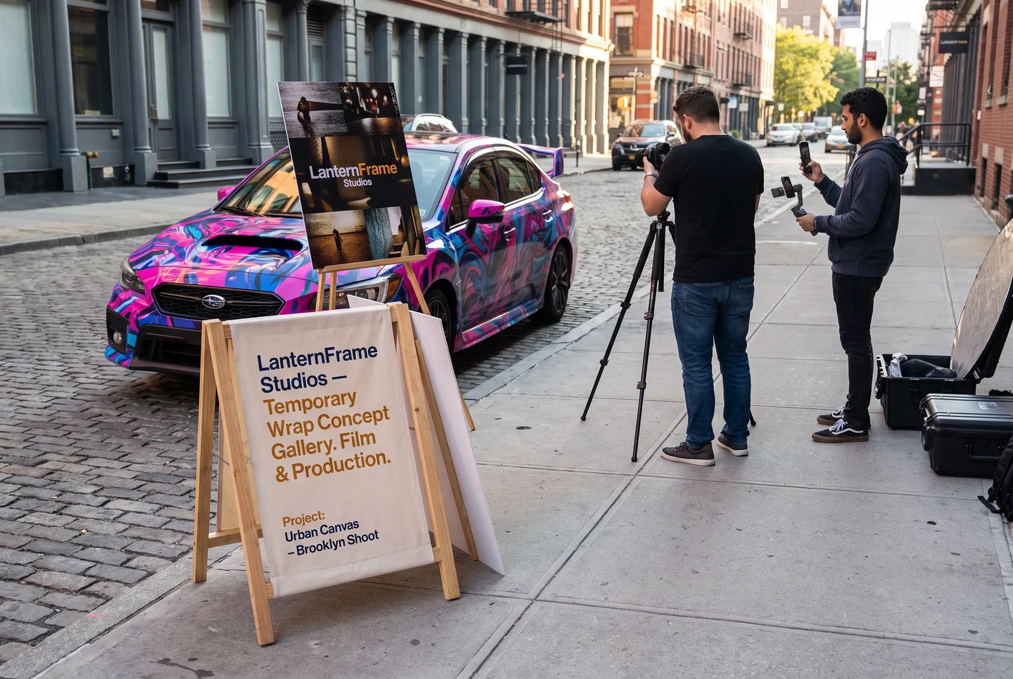 creator campaign — branded car in urban setting
