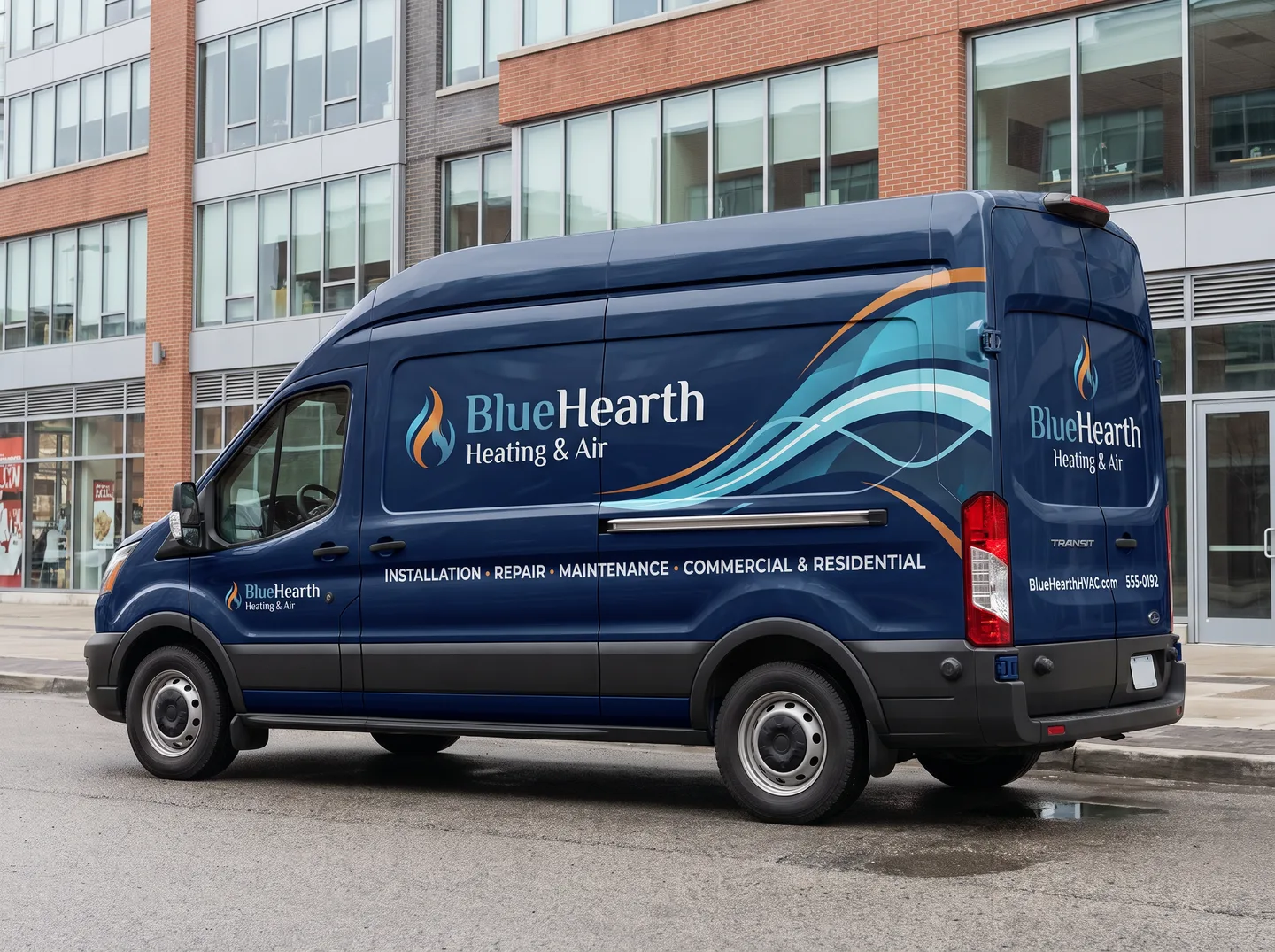 high-roof Transit HVAC wrap concept