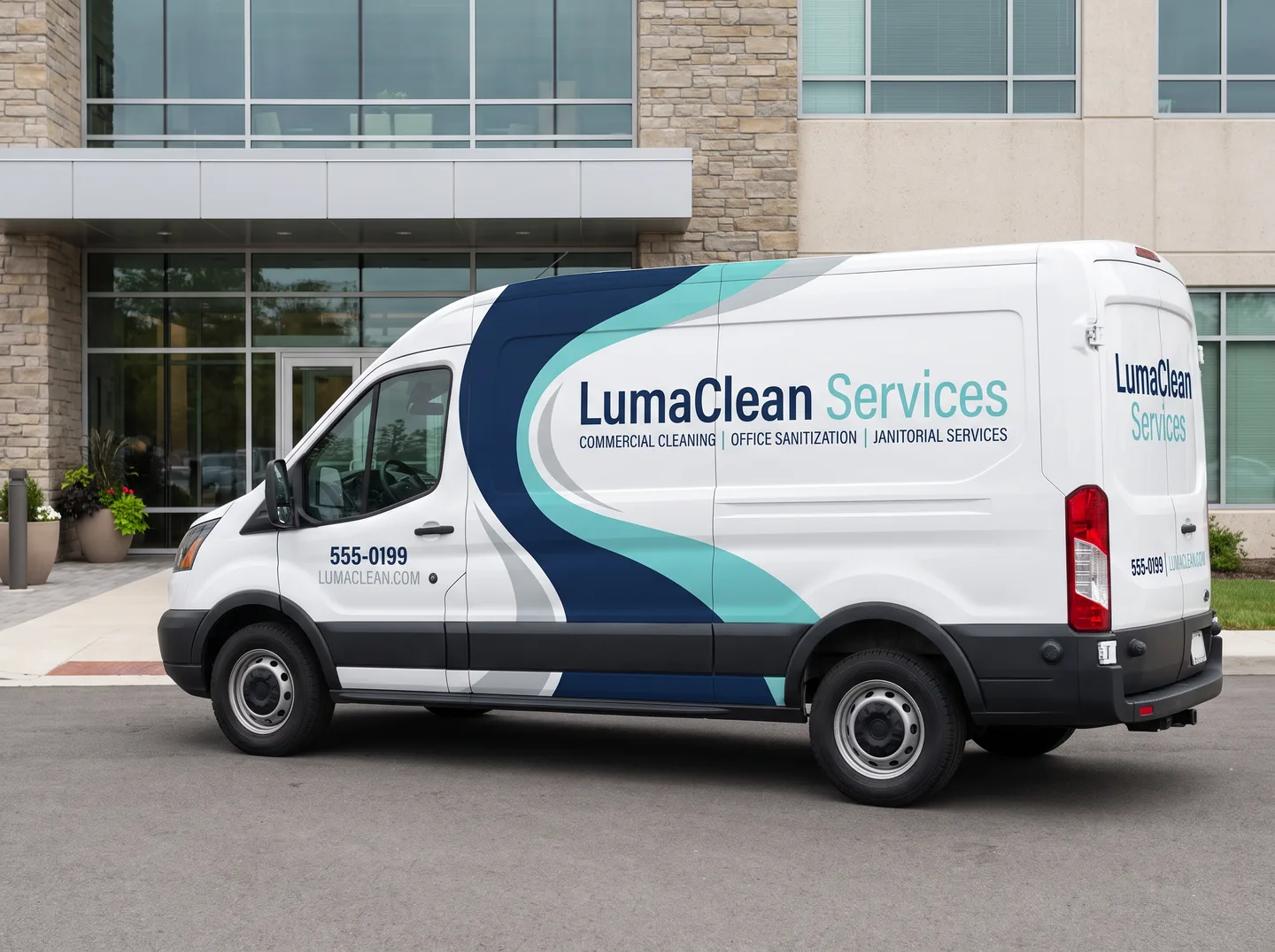 cleaning company traditional cargo van wrap concept