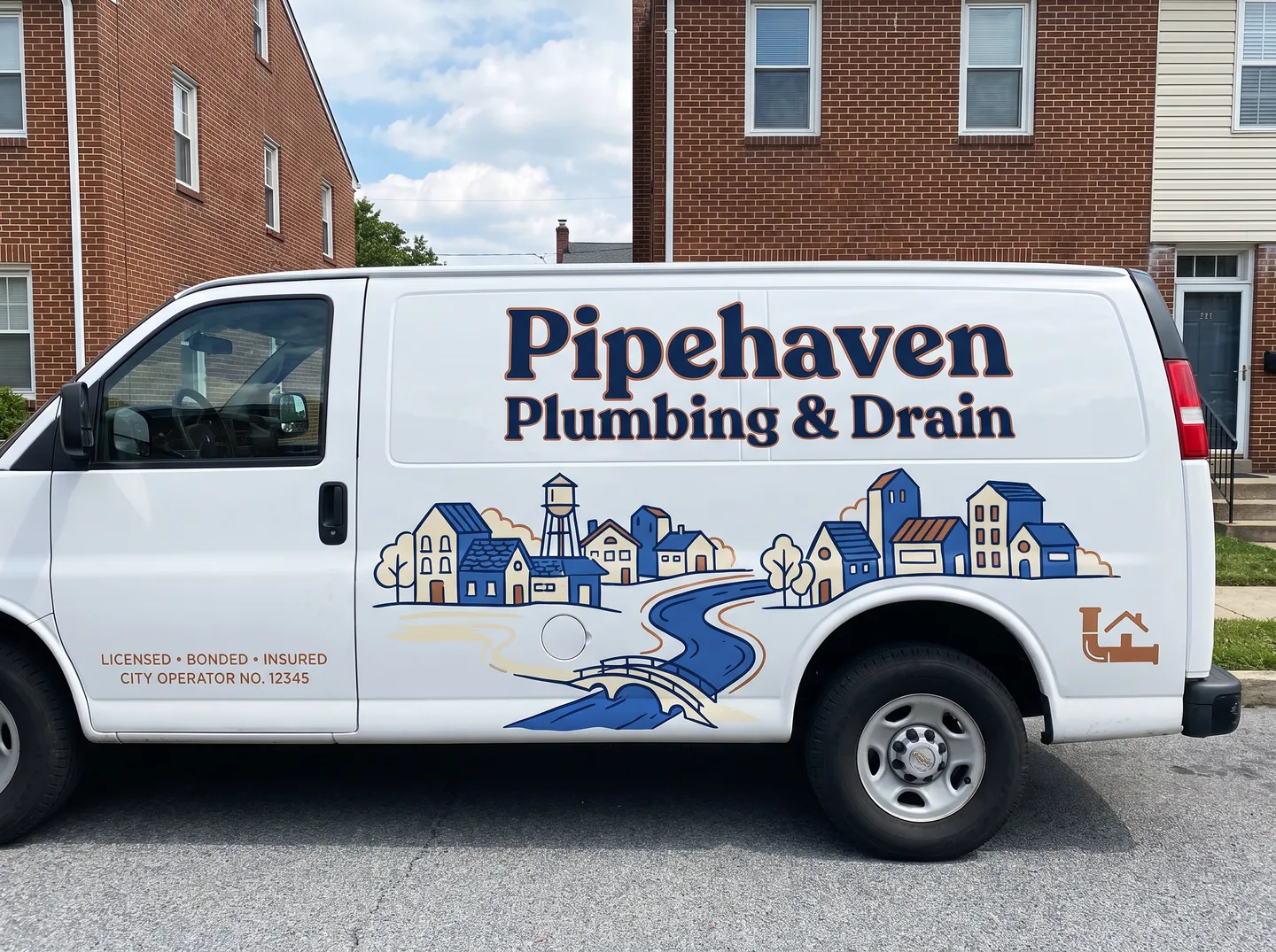 cargo van logo and city identification layout