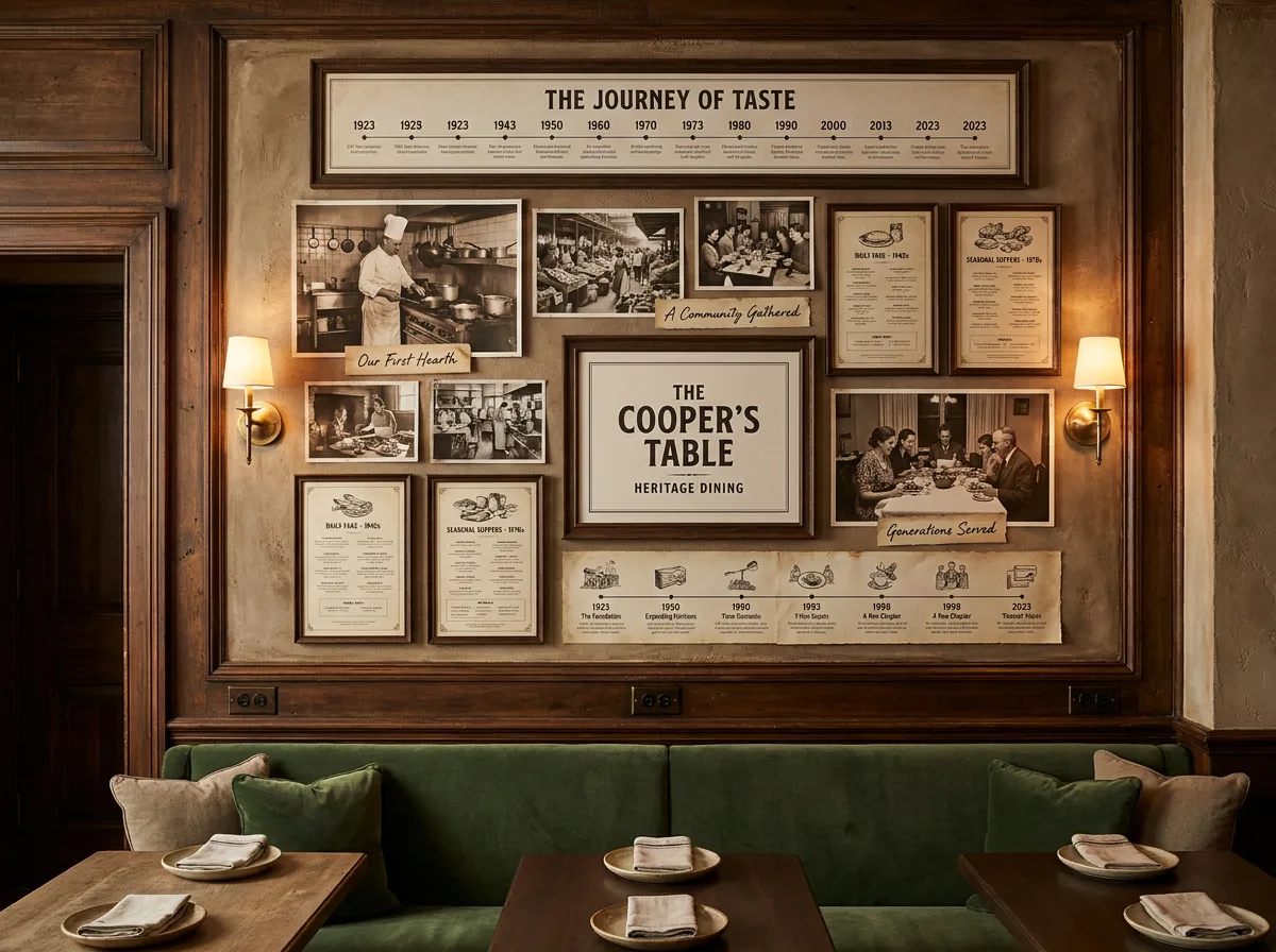 restaurant dining room storytelling wall mural concept