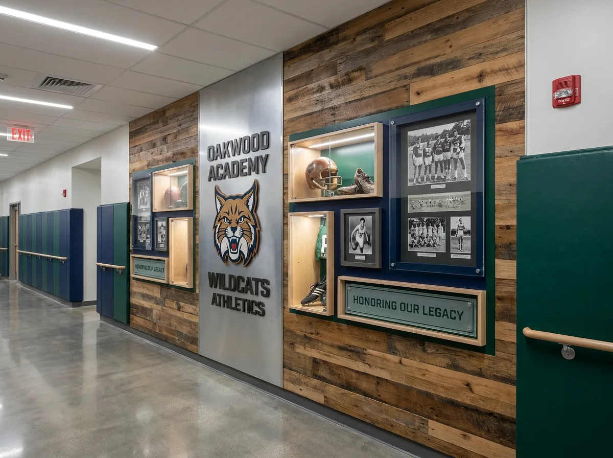 school athletic facility wall graphic concept using original team colors