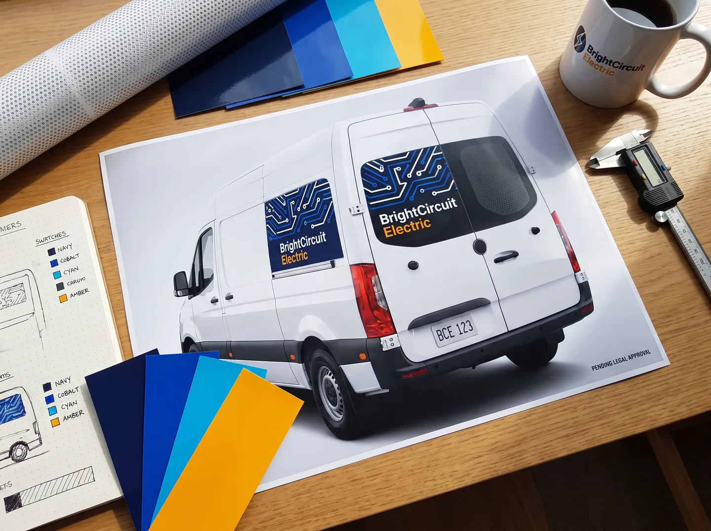 eligible commercial van rear-window perforated graphic concept shown from outside